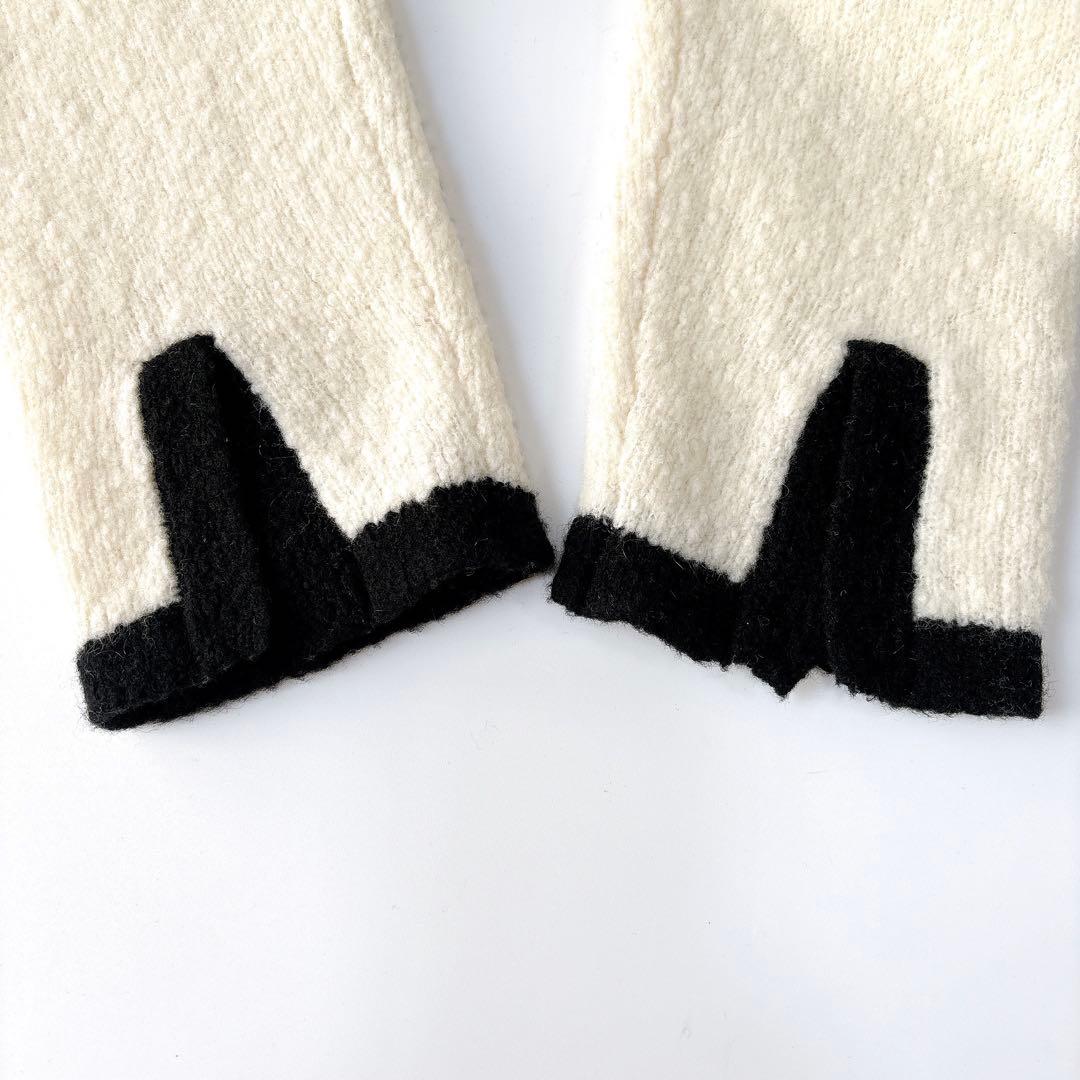 美品⁑ドゥーズィエムクラス　ウールカシミヤバイカラーニットカーディガン　ホワイト