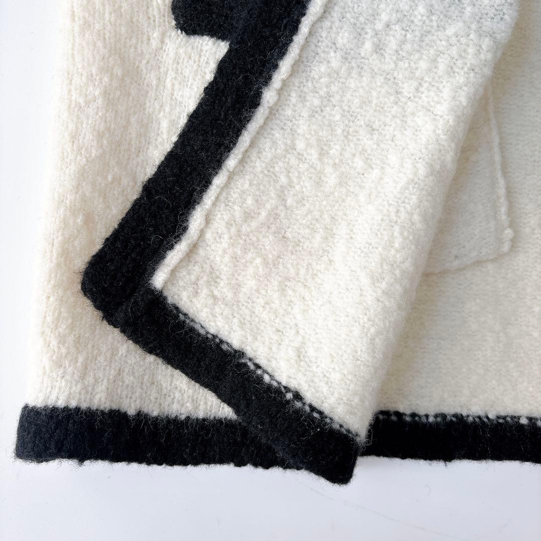 美品⁑ドゥーズィエムクラス　ウールカシミヤバイカラーニットカーディガン　ホワイト