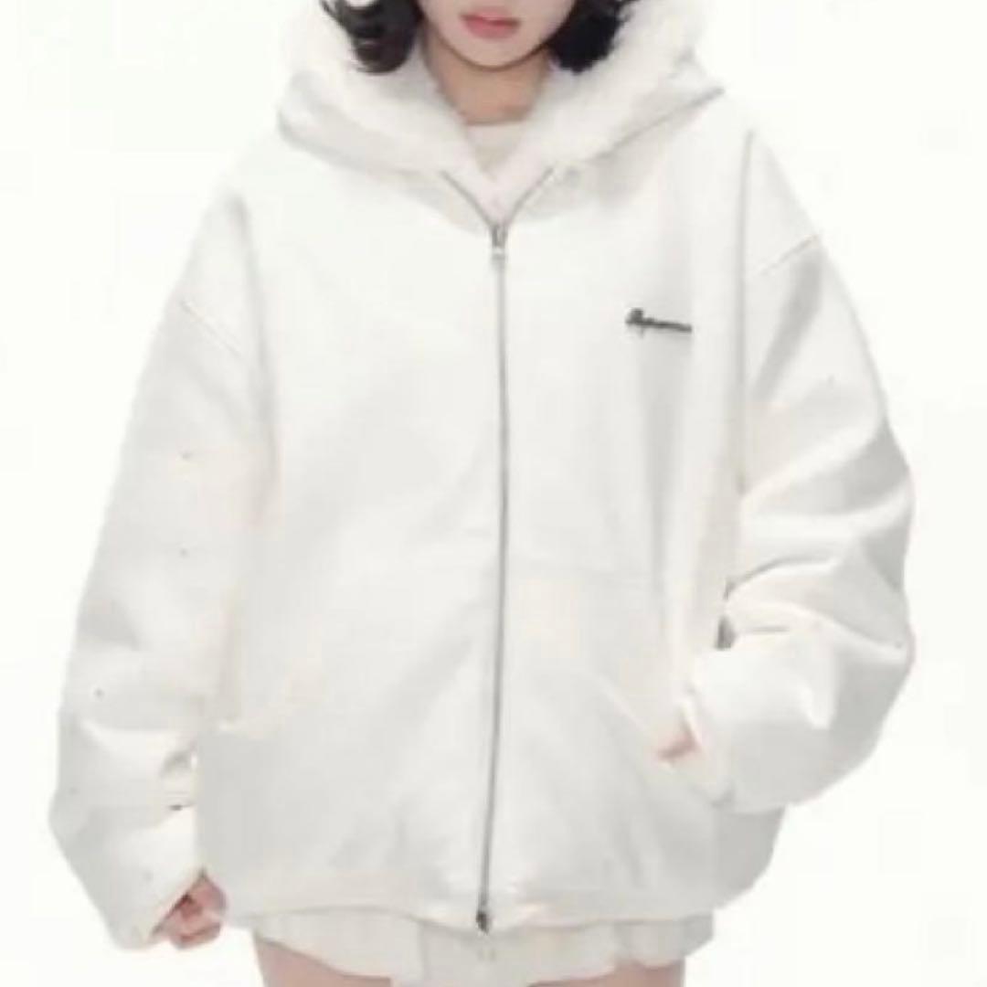 ジャケット・アウター andwang kirakira 2way fur zip up (white)
