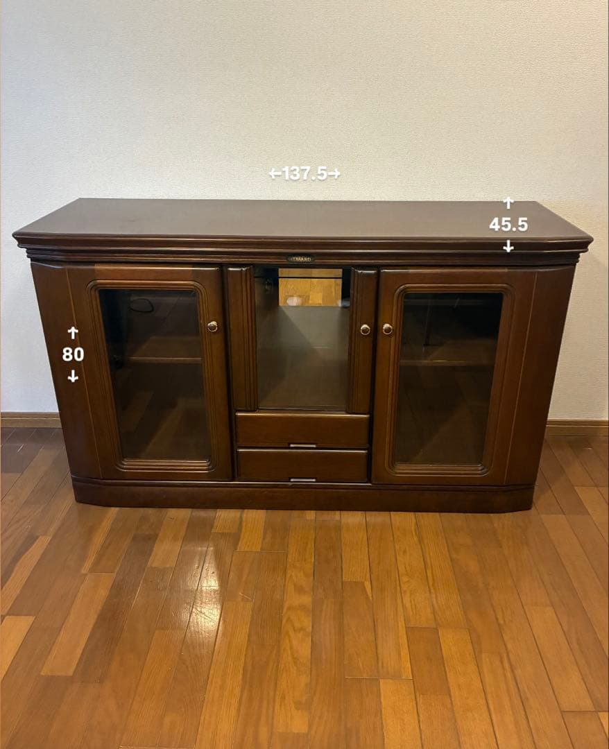 木製キャビネット ガラス扉付 アンティークオールド