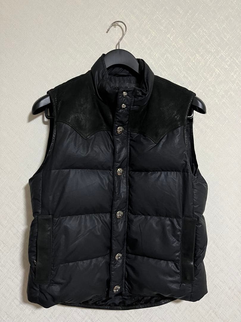 ‼️限定値下げ‼️フレアニーレザーヨーク切替 クロムハーツダウンベスト メンズ M