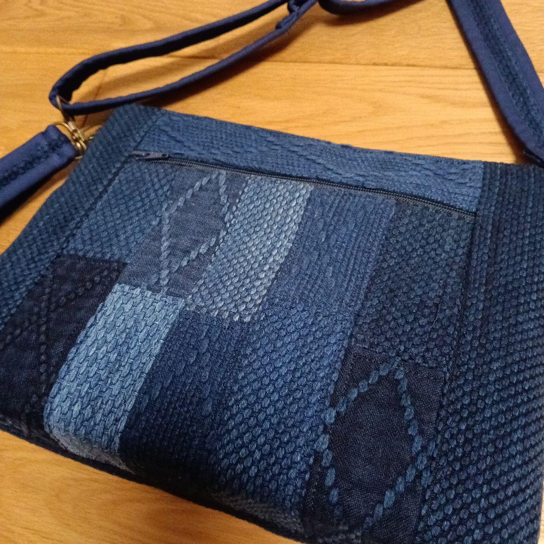 古布藍染木綿二重剣道着　ショルダーバッグ　ハンドメイド