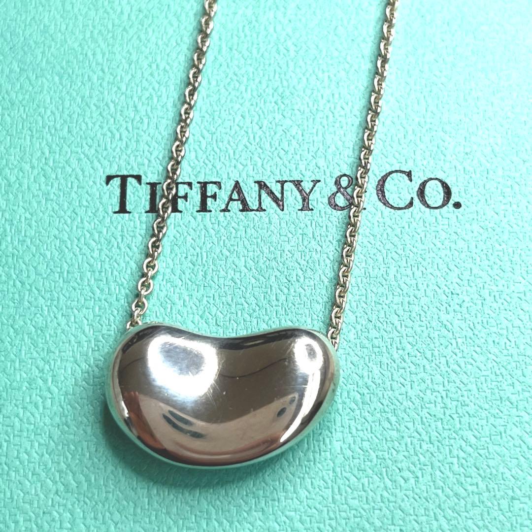 【美品】TIFFANY&Co. ティファニー　ビーン　ラージシルバーネックレス