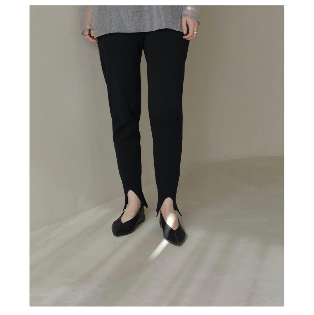 【未使用】MANOF マノフ　ヘムスリットジャージニットパンツ ブラック