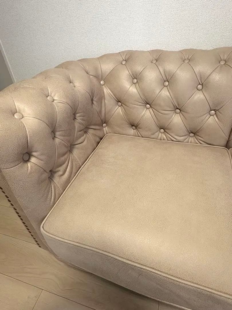 【美品】送料込 チェスターフィールドソファ 2人掛け