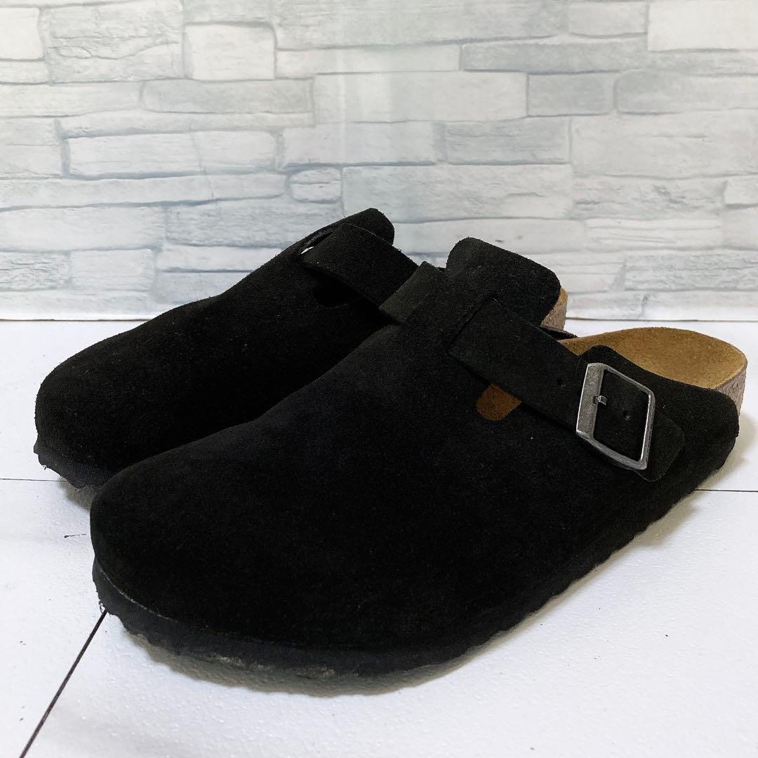 極美品 ビルケンシュトック ボストン サボサンダル スエードレザー 黒 26.5