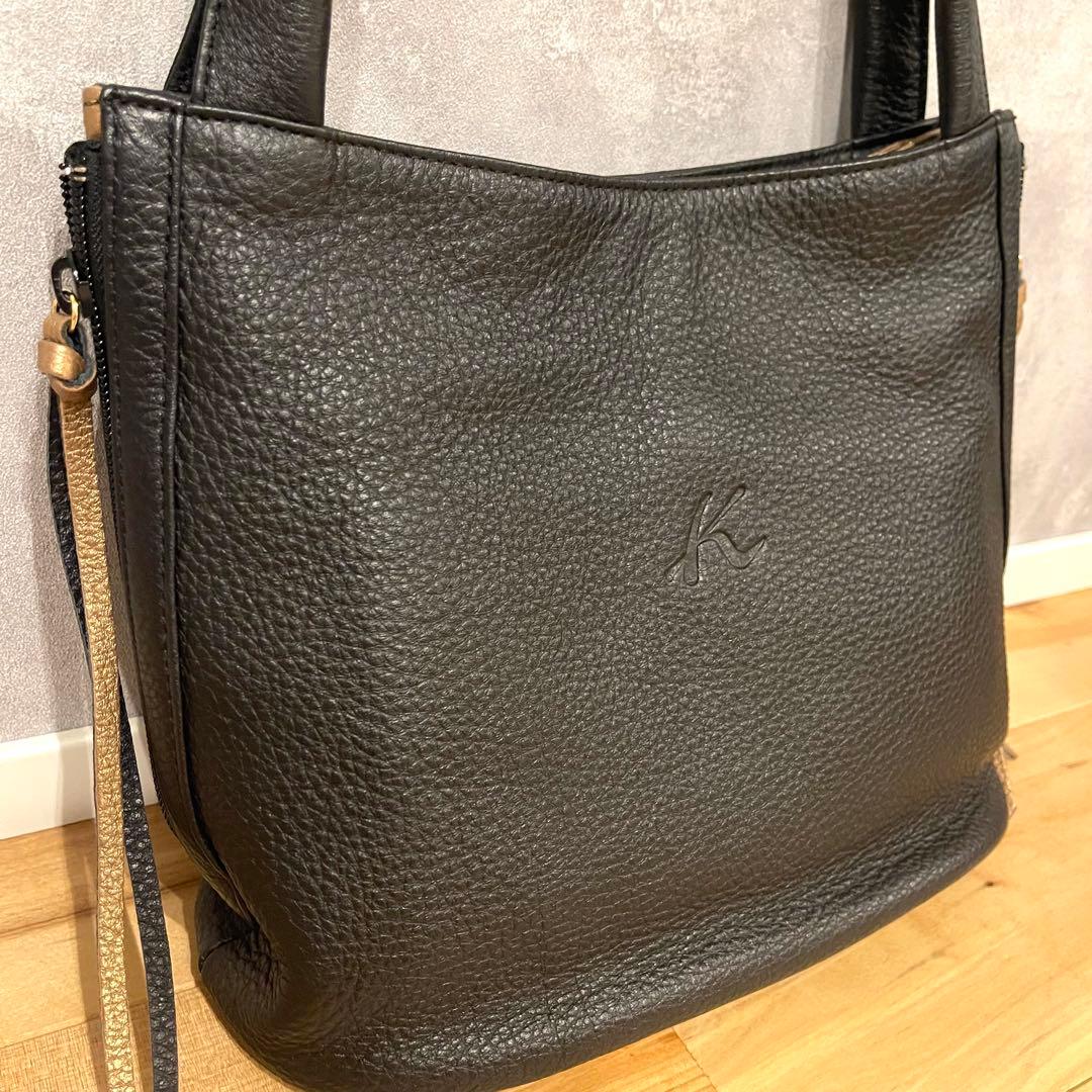 キタムラ KITAMURA 本革レザー 黒　ブラック ハンドバッグ 未使用級