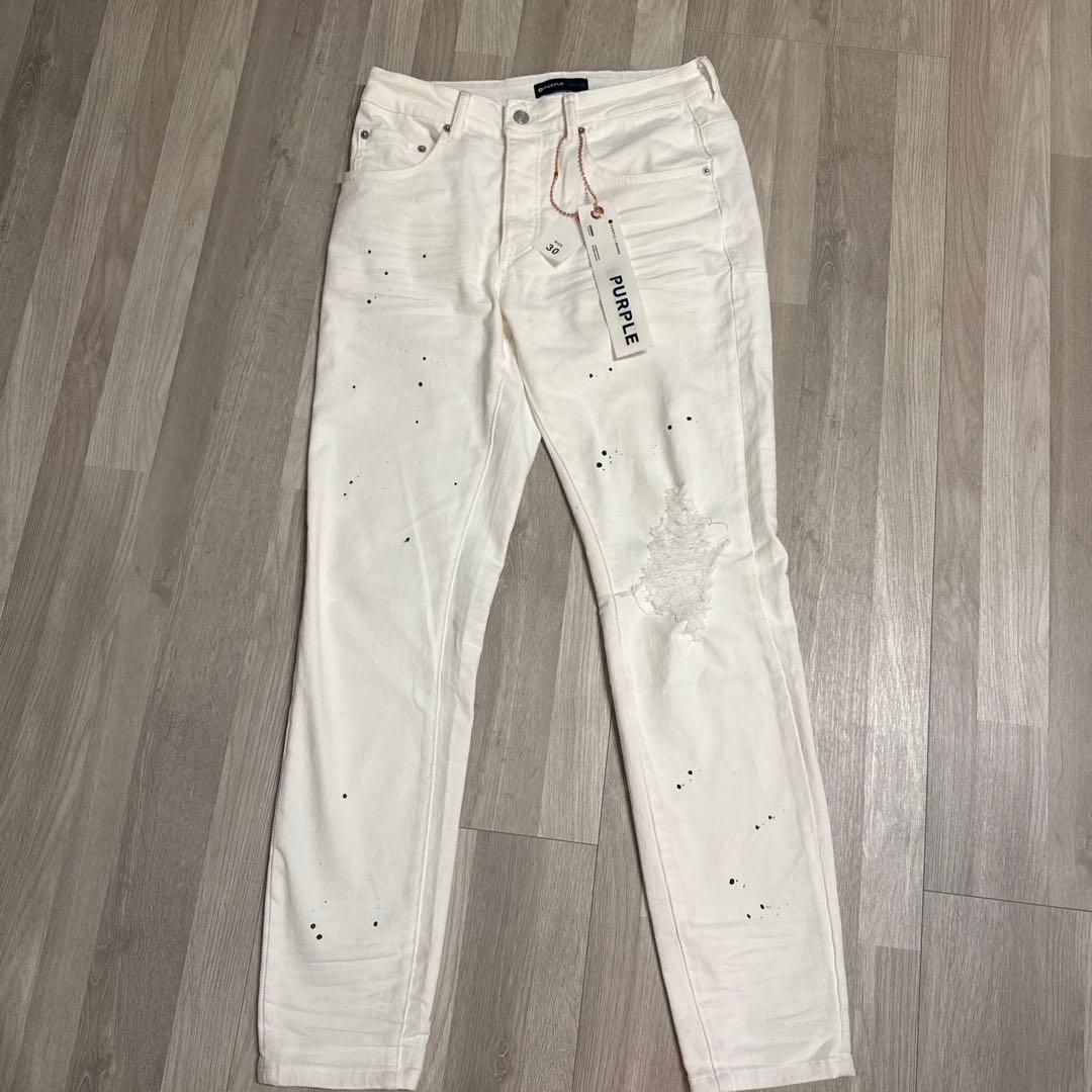 PURPLE BRAND ウォッシュド ペイント ダメージデニム イン ホワイト