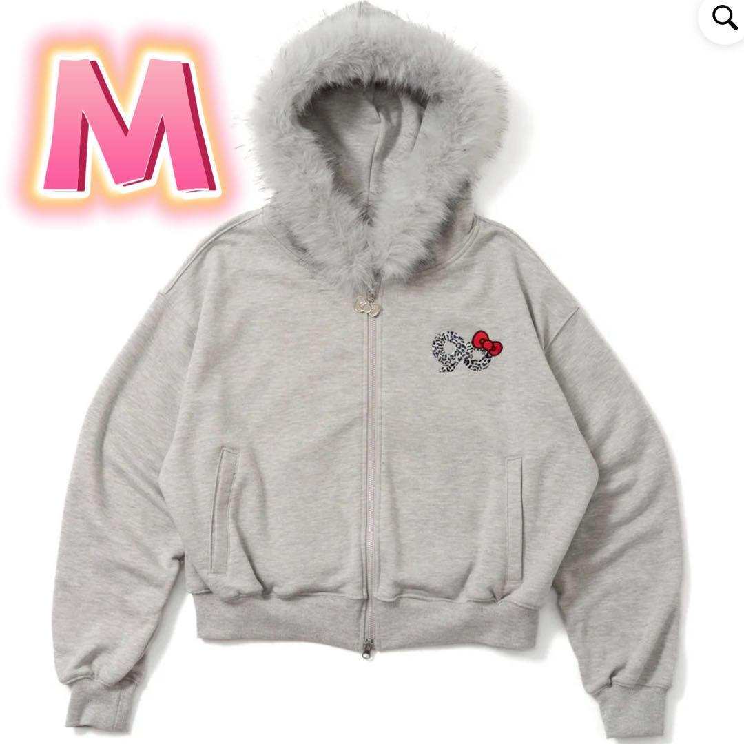 トップス 9090 HELLO KITTY 90 Logo Fur Zip Hoodie
