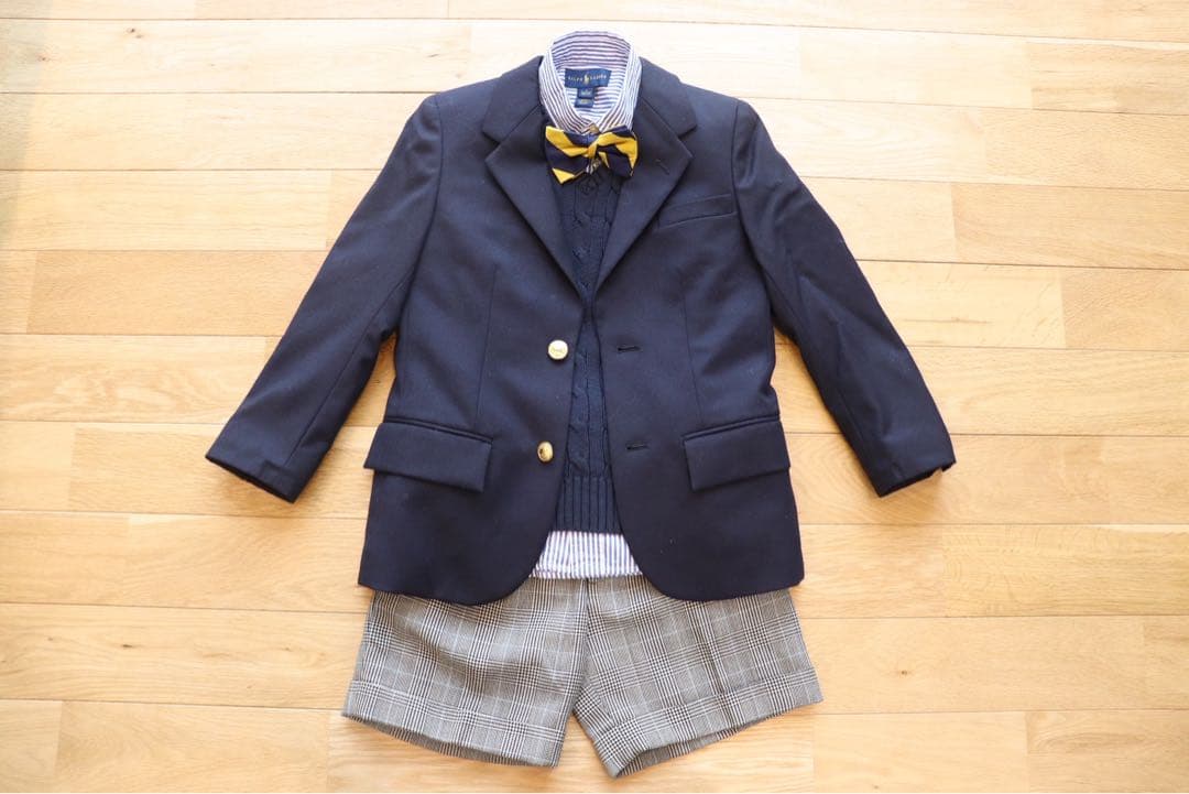 ラルフローレン120フォーマルスーツ5点紺ブレザー入学式結婚式美品