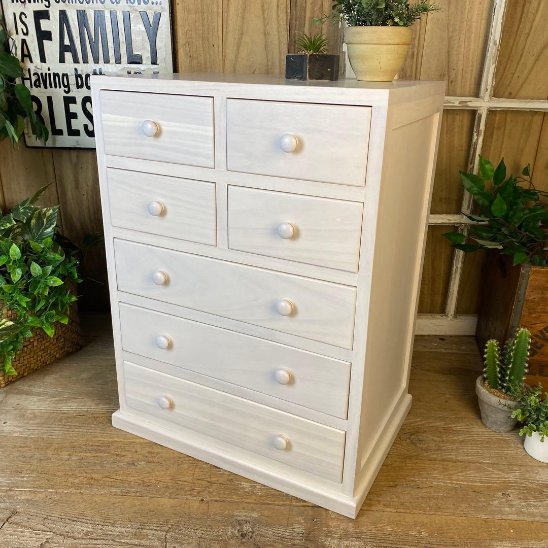 期間限定！セール中！木製多引き出し桐チェストタンスDホワイト48㎝×65㎝縦長