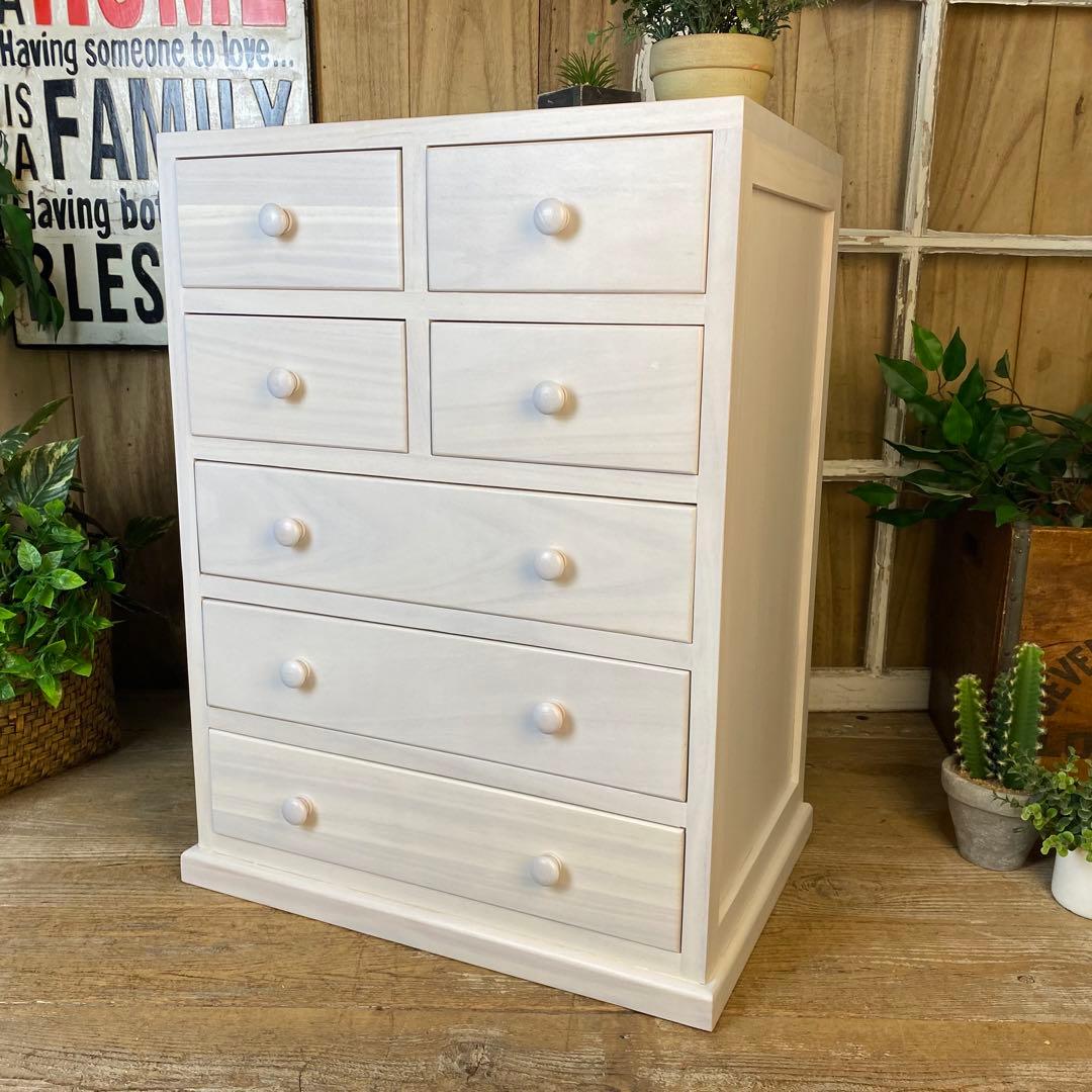 期間限定！セール中！木製多引き出し桐チェストタンスDホワイト48㎝×65㎝縦長