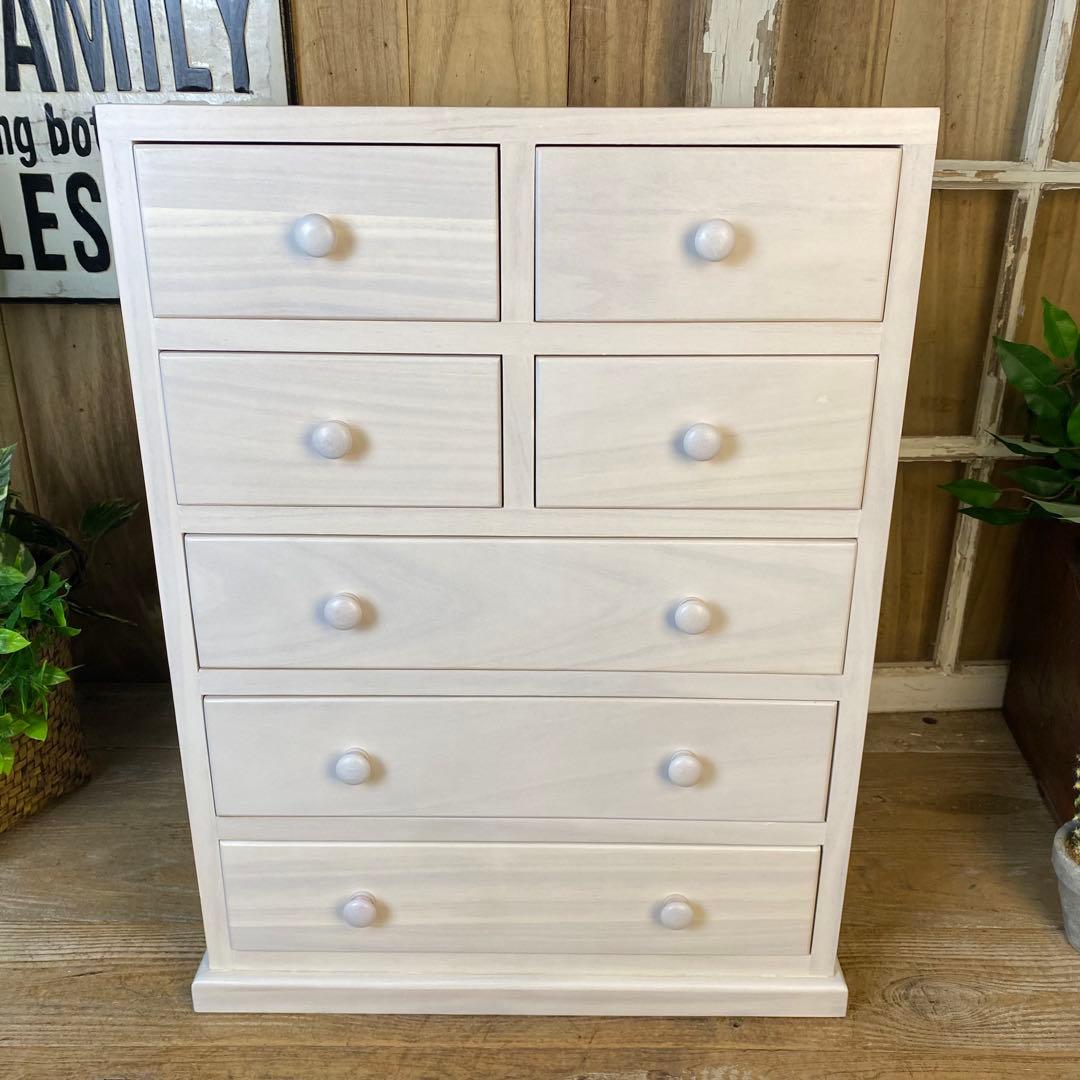 期間限定！セール中！木製多引き出し桐チェストタンスDホワイト48㎝×65㎝縦長