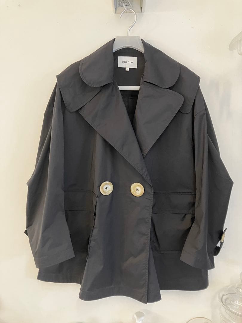 エンフォルド　LIMONTA ビックカラージャケット ショートコートトレンチ