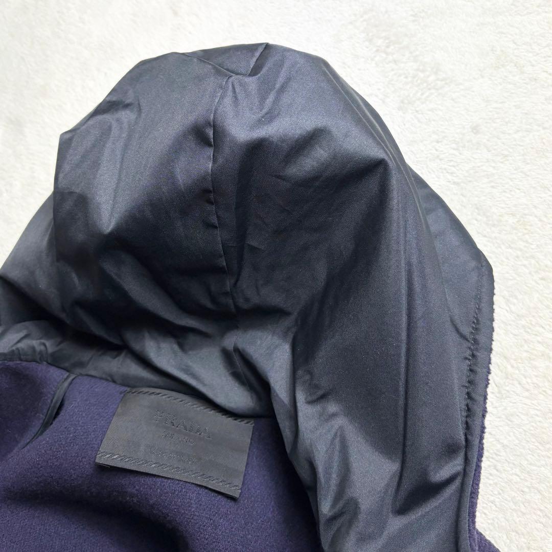 極美品✨PRADA ダブルフェイス レザーベルト フード コート 42