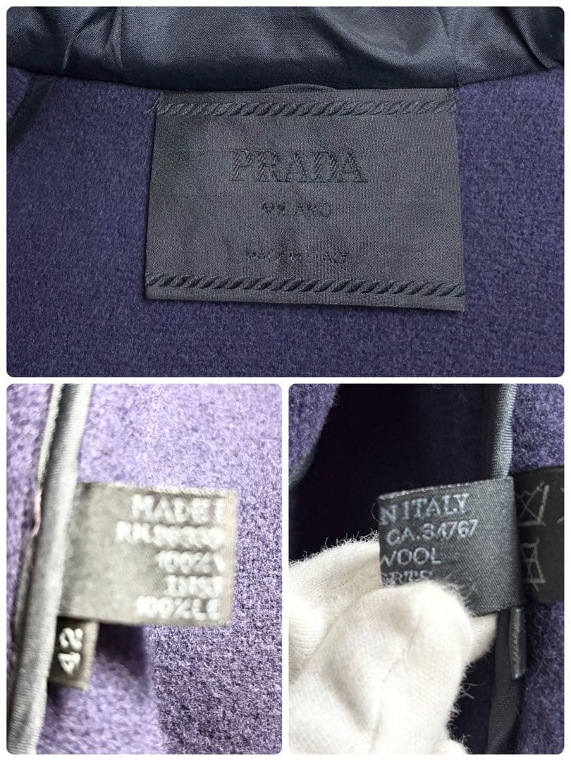 極美品✨PRADA ダブルフェイス レザーベルト フード コート 42