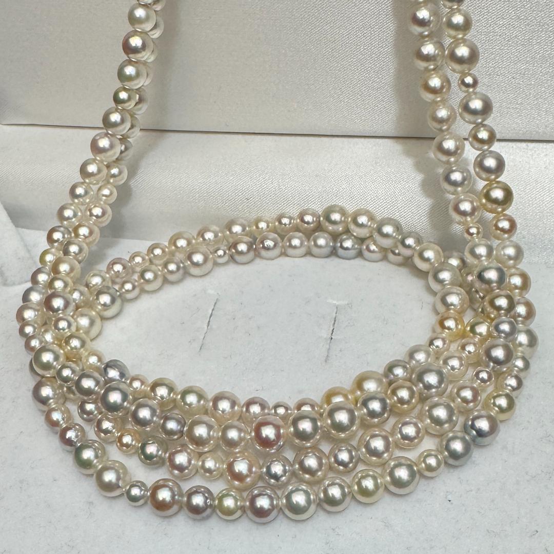 テリ最強 最高品質✨ 18KWG あこや真珠 ナチュラルカラー ロングネックレス