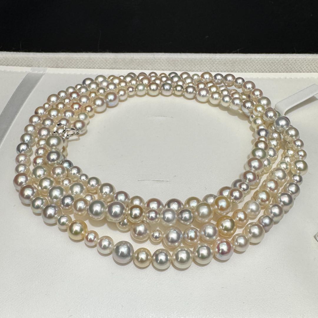 テリ最強 最高品質✨ 18KWG あこや真珠 ナチュラルカラー ロングネックレス