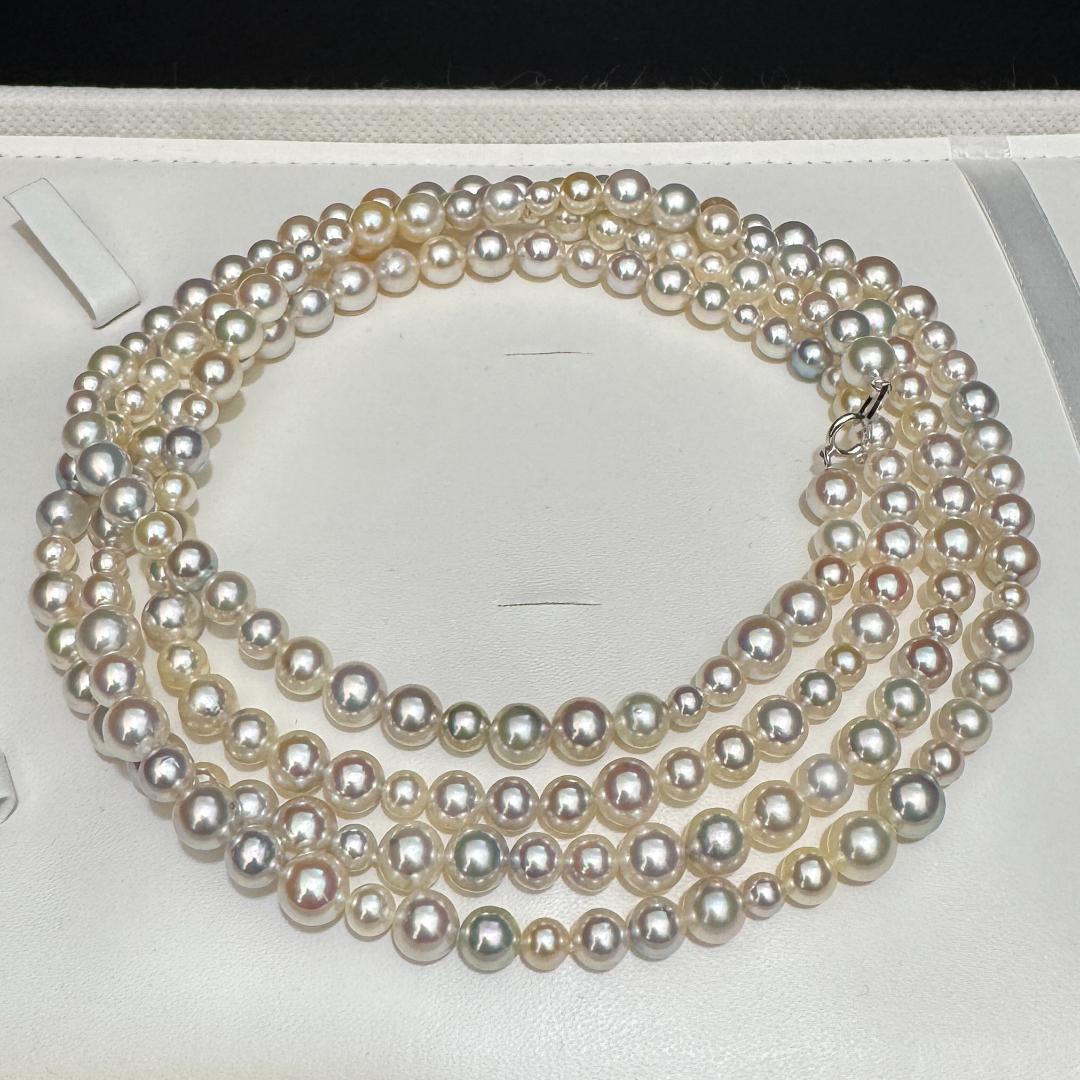 テリ最強 最高品質✨ 18KWG あこや真珠 ナチュラルカラー ロングネックレス