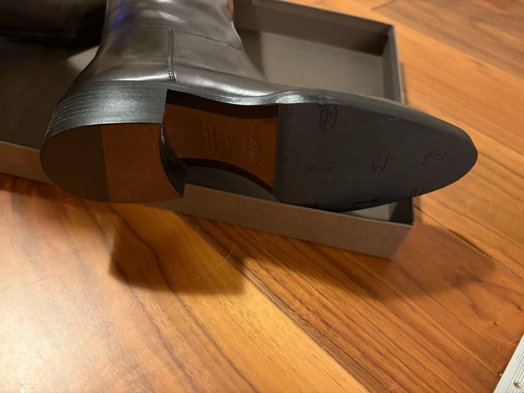 SARTORE ブーツ サルトル バック クロス　35 1/2 グレーブラウン