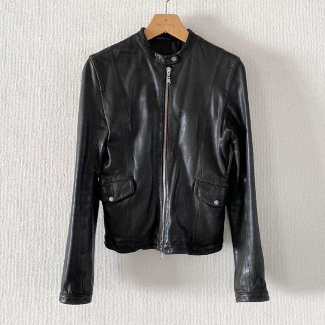 GUILD PRIME ラムレザー シングルライダースジャケット 羊革 ラブレス