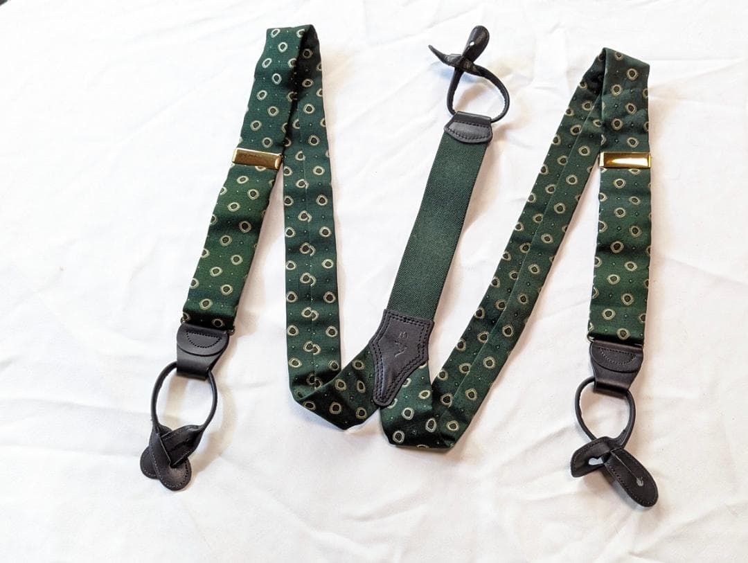 ポロラルフローレン ヴィンテージ アメリカ製シルクサスペンダー グリーン