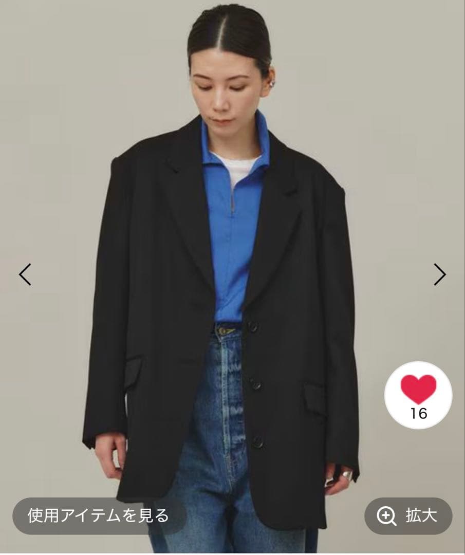 カレンソロジー　ウールギャバビッグジャケット　　ブラック