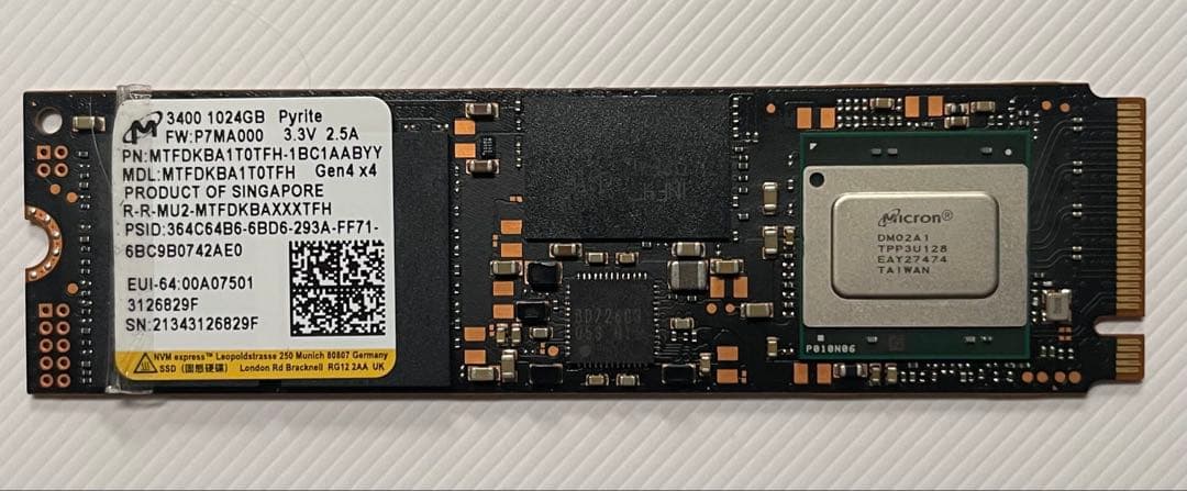 内蔵型SSD Micron 3400 1024GB SSD