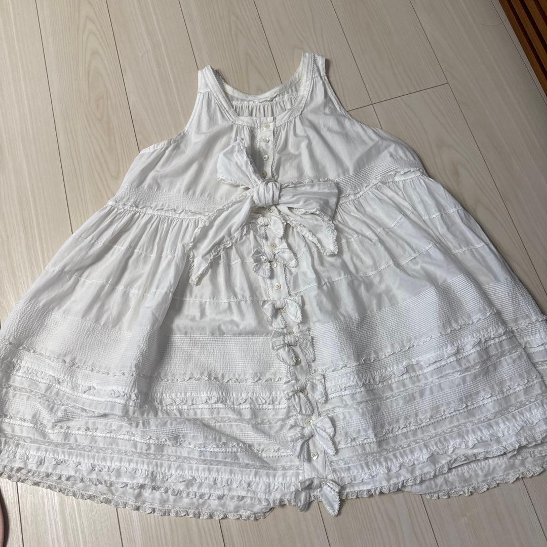 ホワイトコットンノースリーブチュニック