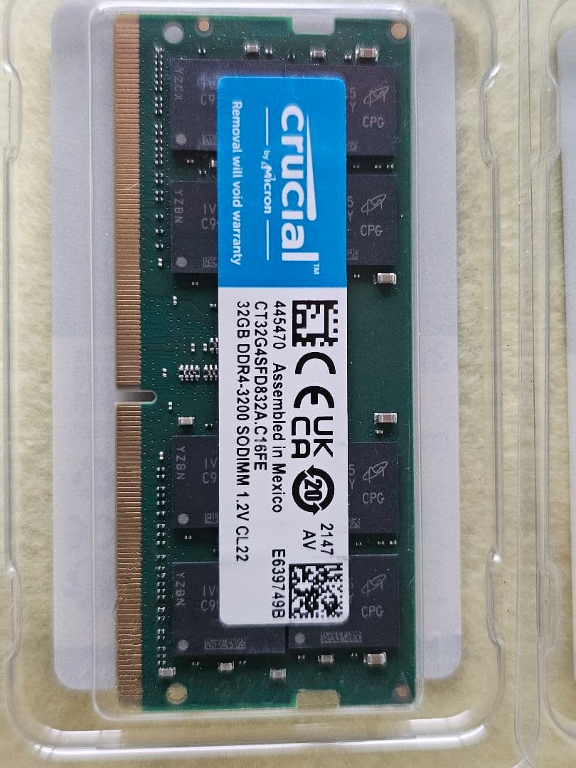 Crucial　SODIMM DDR4 32GB　2枚セット