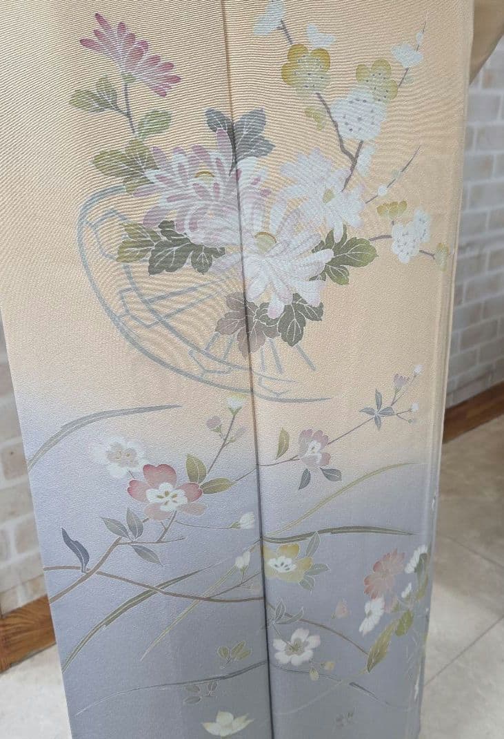 訪問着 4点フルセット、着物、袋帯、帯締め、帯揚げ ゆき丈長め69