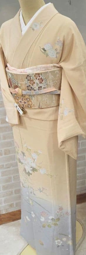 訪問着 4点フルセット、着物、袋帯、帯締め、帯揚げ ゆき丈長め69