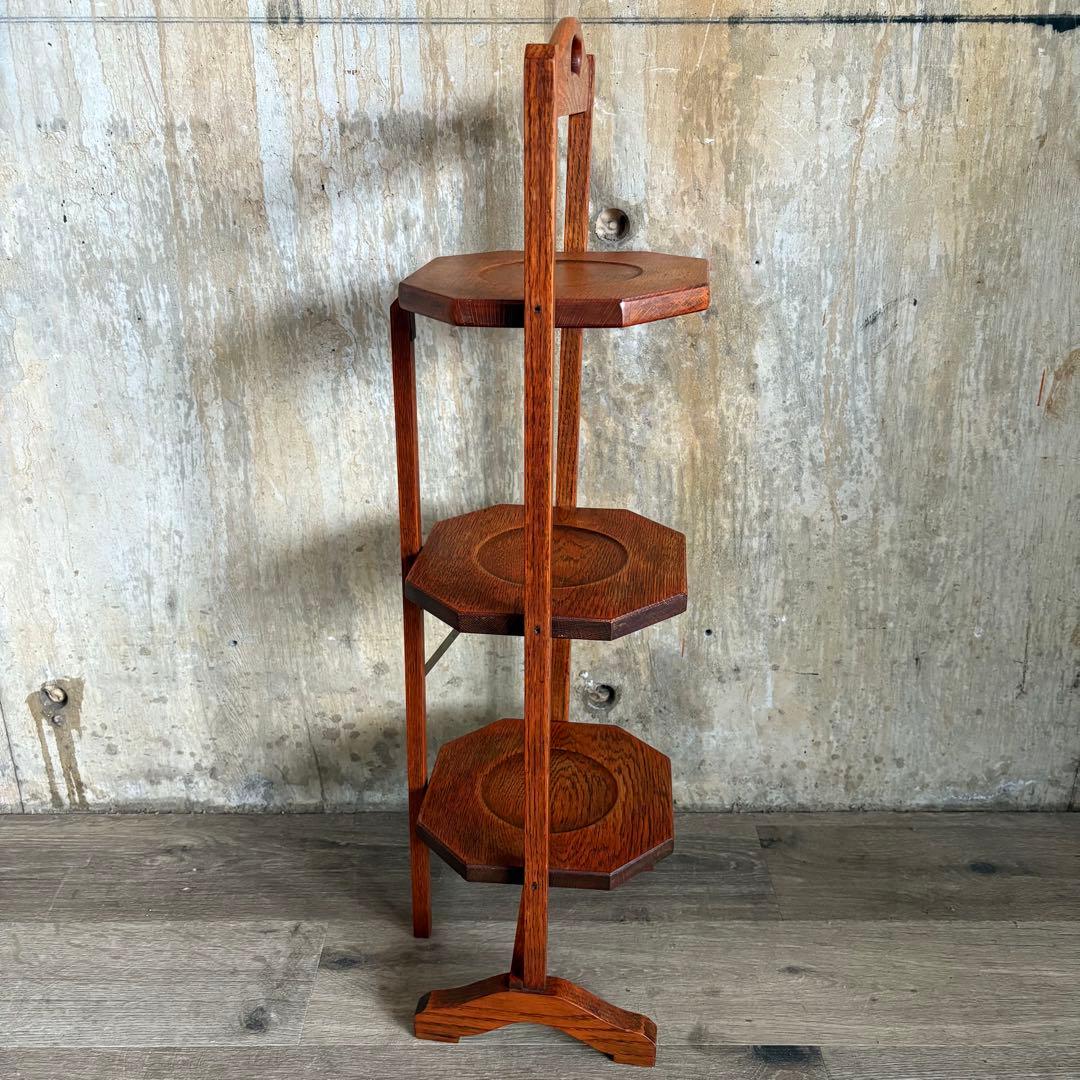 英国アンティーク　ケーキスタンド　アフタヌーンティー　折り畳み　ヴィンテージ