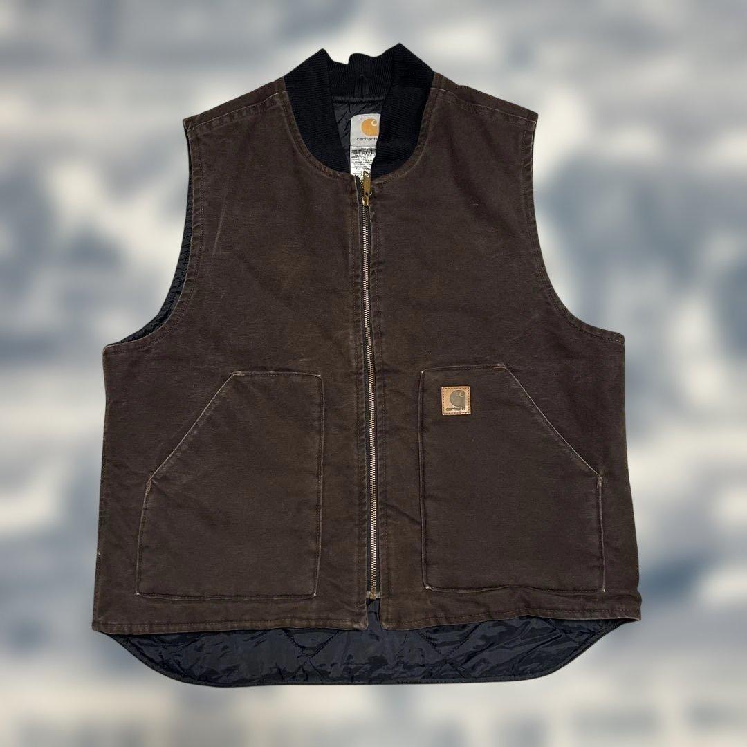 Carhartt ブラウン ジップアップキルティングベスト