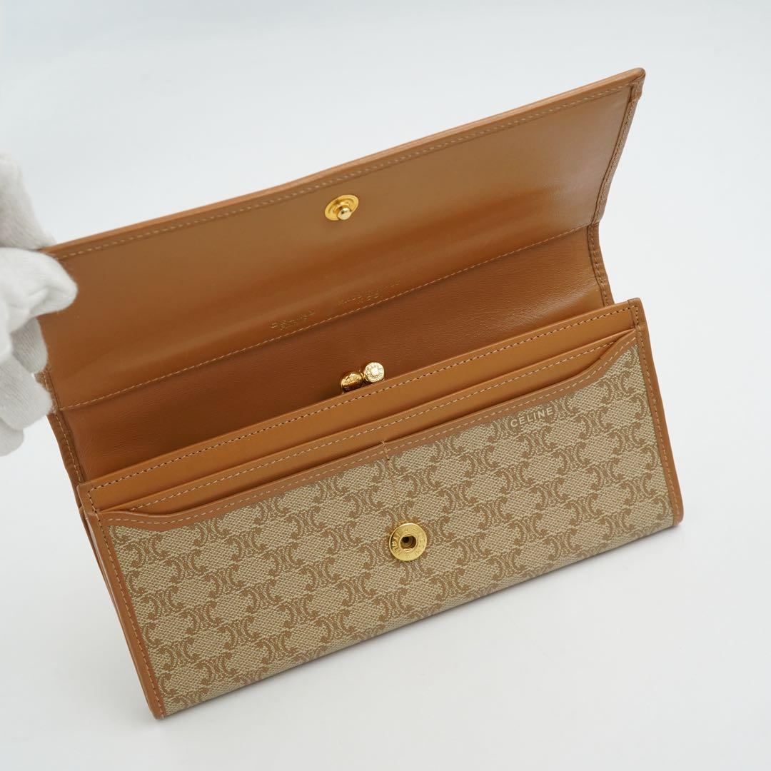 ✨極上美品✨　セリーヌ　長財布　マカダム　がま口　PVC レザー　ブラウン