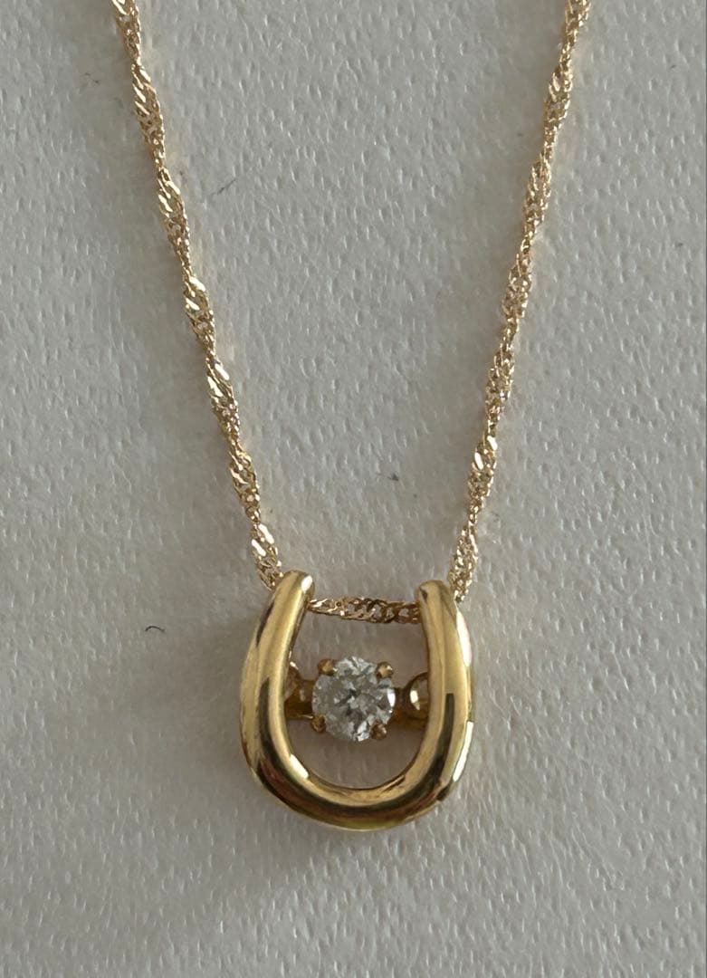 K18YG ホースシュー　ダイヤ　ネックレス