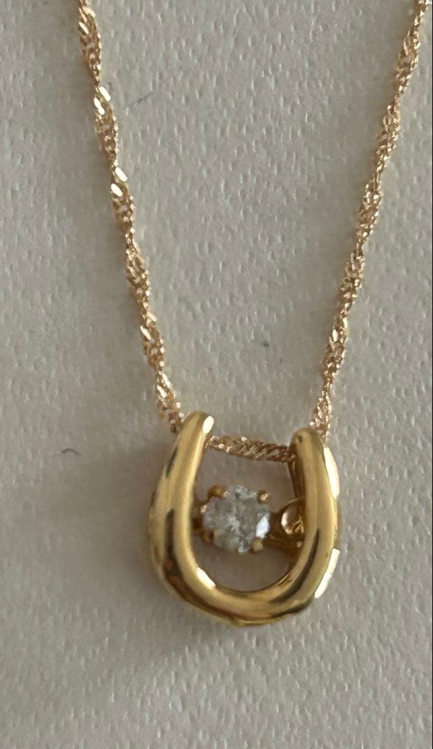 K18YG ホースシュー　ダイヤ　ネックレス