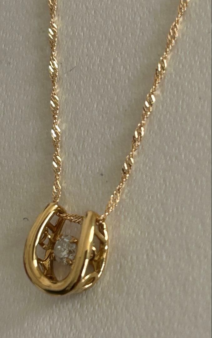 K18YG ホースシュー　ダイヤ　ネックレス