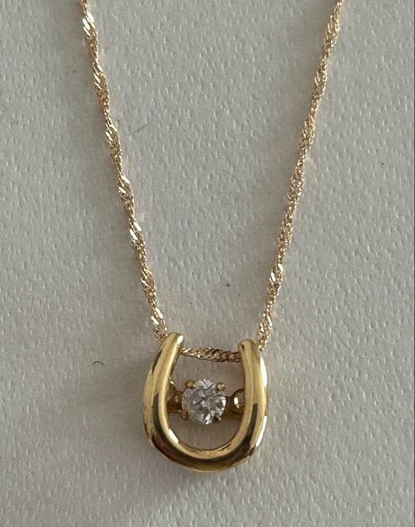 K18YG ホースシュー　ダイヤ　ネックレス