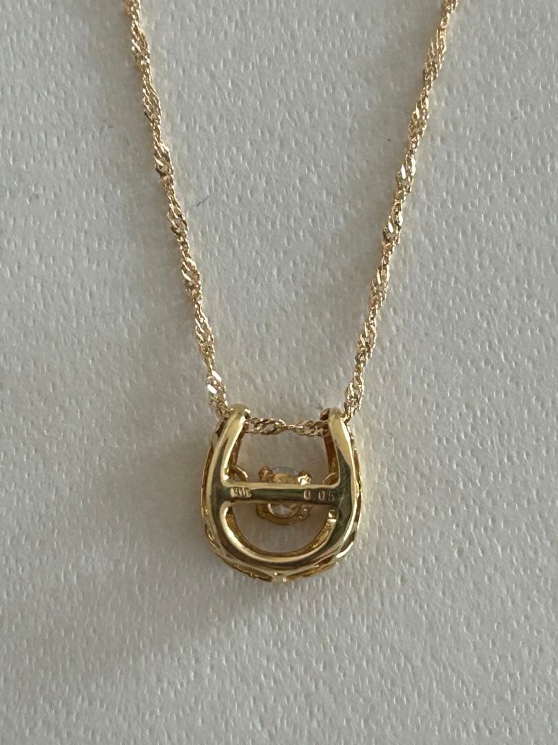 K18YG ホースシュー　ダイヤ　ネックレス