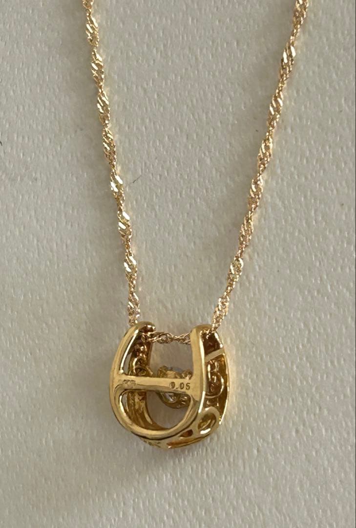 K18YG ホースシュー　ダイヤ　ネックレス