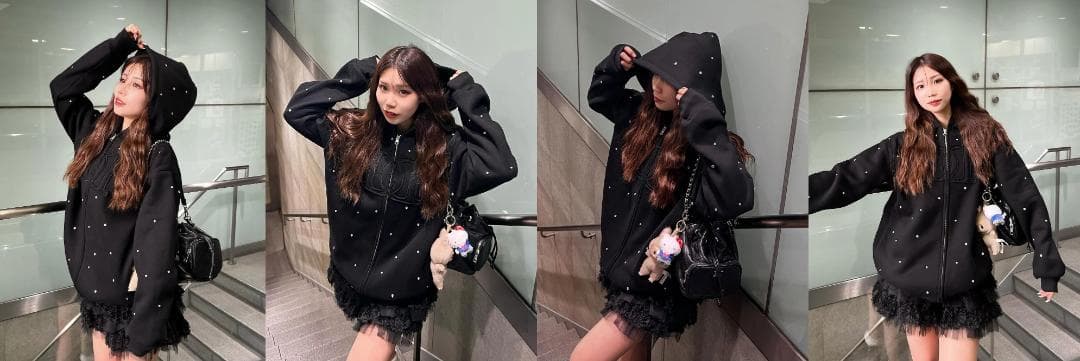 ダーリッチ darich ミックスレースフリルミニスカート ブラック FL