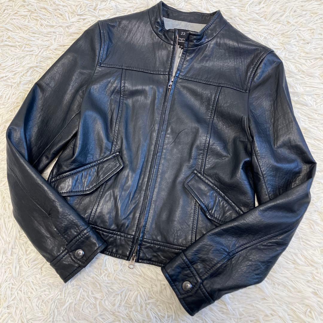 40サイズ✨23区　ラムレザー　シングル　レザージャケット　黒