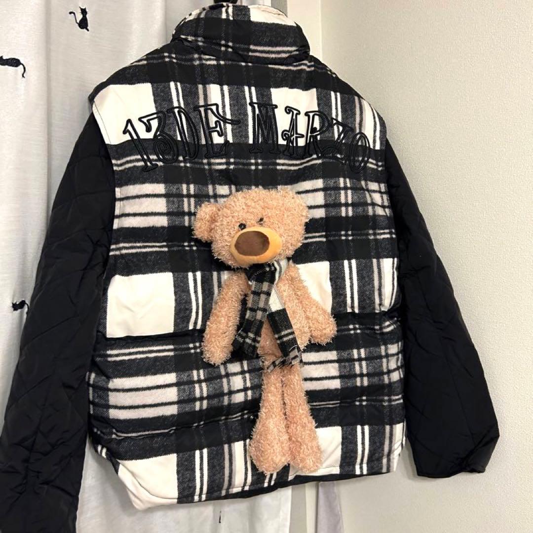 【新品タグ付き】13DE MARZOチェック柄 クマ付きジャケット