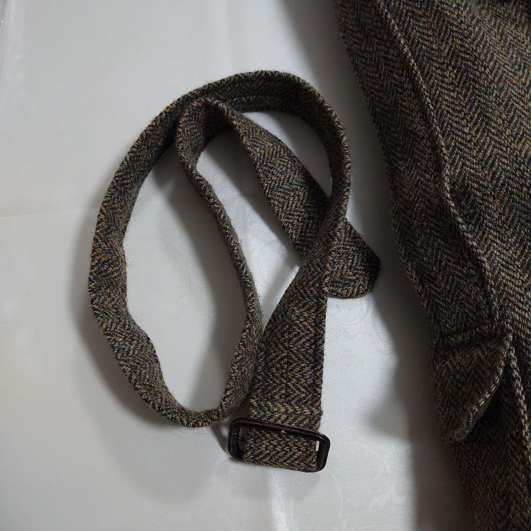 ハリスツイード テーラードジャケット ヘリンボーン くるみボタン 38