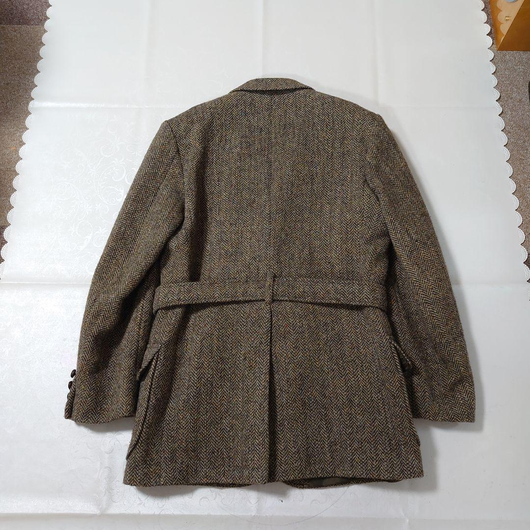 ハリスツイード テーラードジャケット ヘリンボーン くるみボタン 38