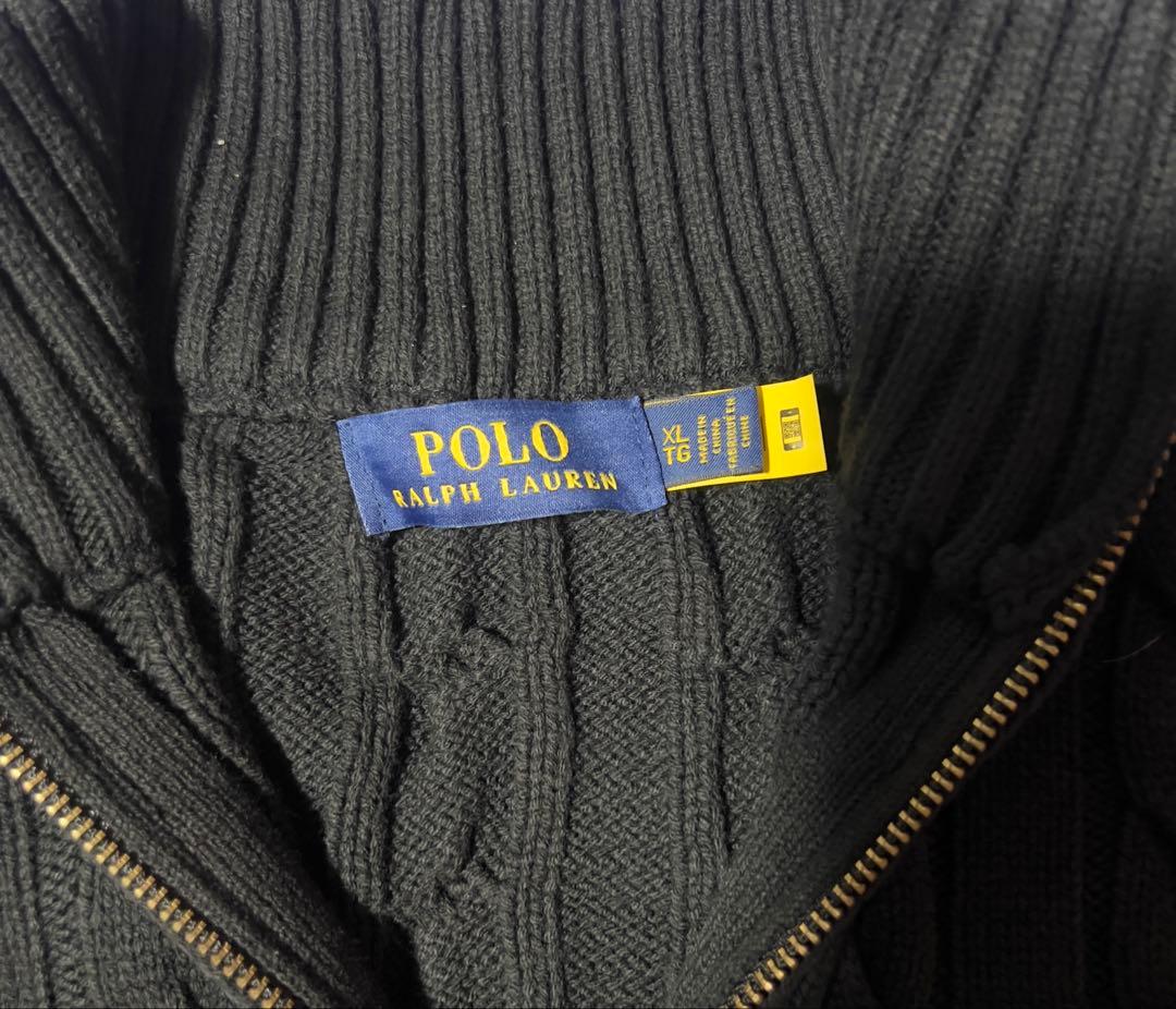 POLO ラルフローレン ハーフジップ ニット ブラック XL