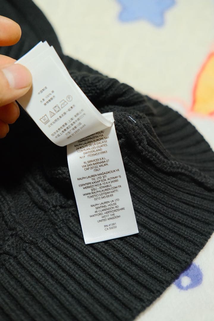 POLO ラルフローレン ハーフジップ ニット ブラック XL