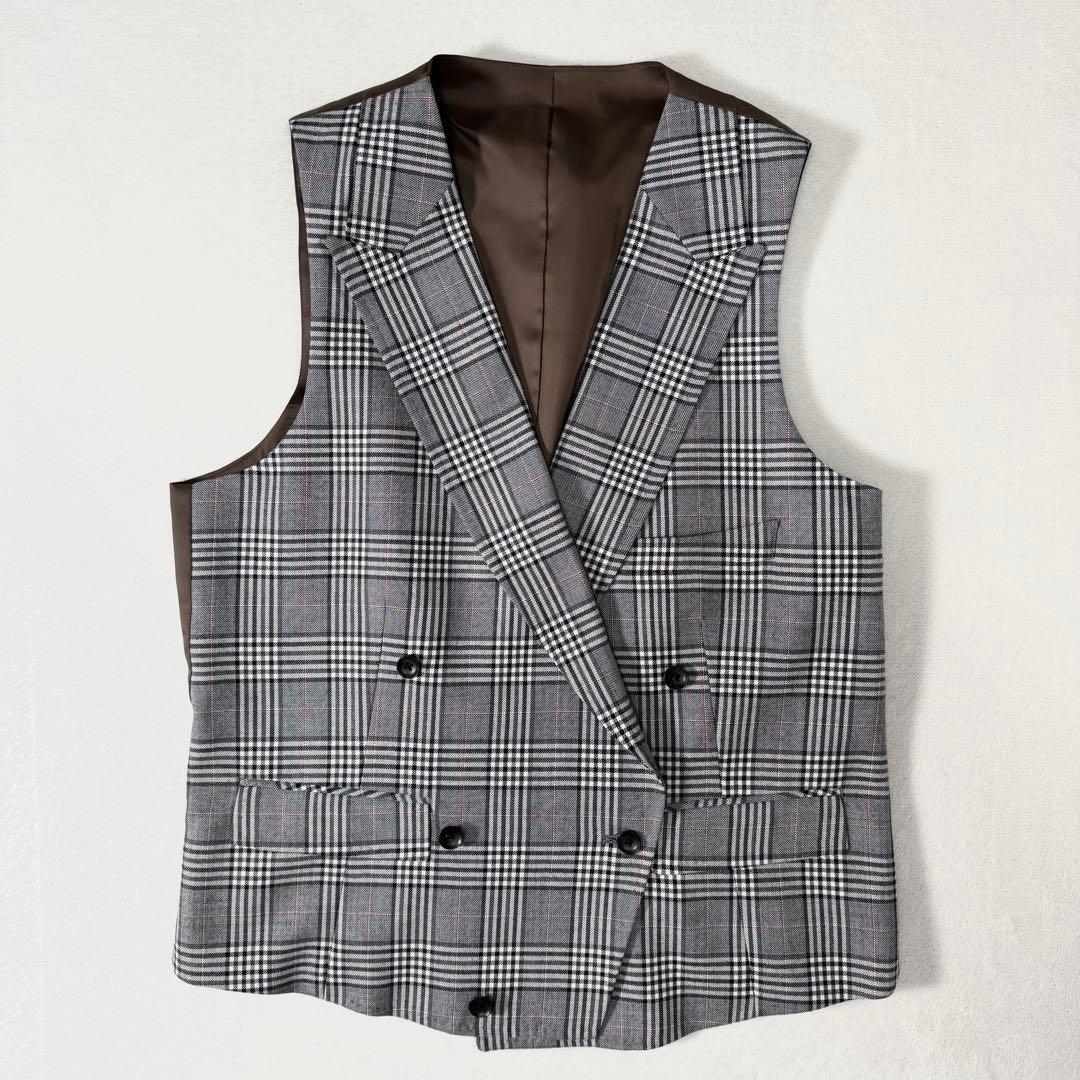 美品 スーツセレクト スリーピース セットアップ グレンチェック グレー A5