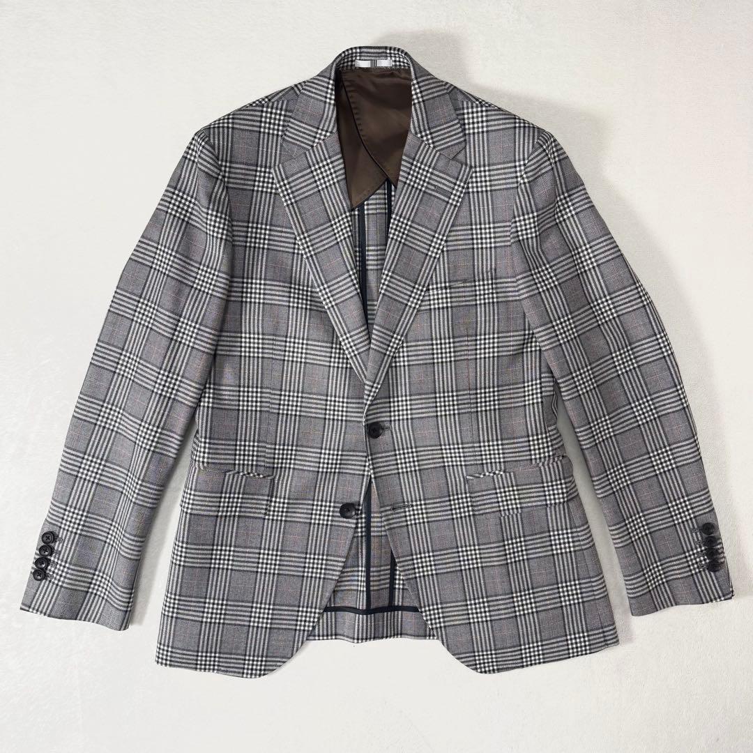 美品 スーツセレクト スリーピース セットアップ グレンチェック グレー A5